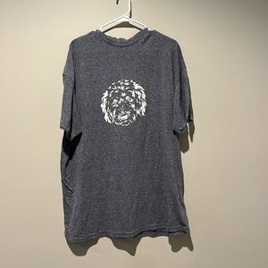 Heathered navy tee with goldendoodle face